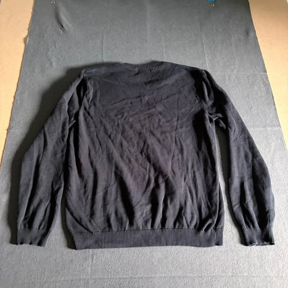 Lacoste V-Neck Sweater Mens 5 Large Black Cotton French Classic Comfort Logo